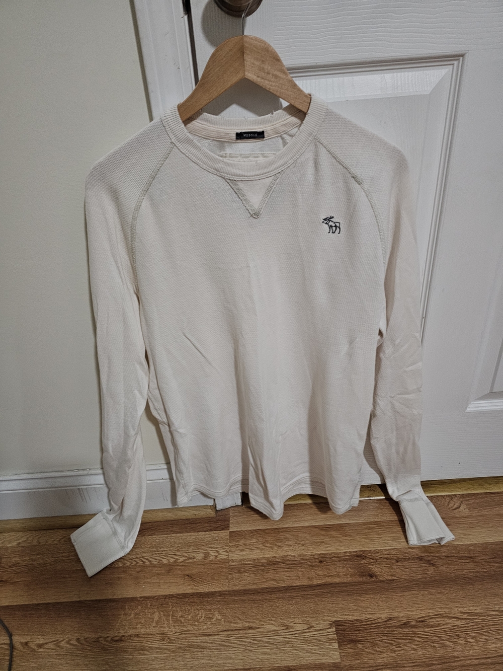 Abercrombie & Fitch Men's Crewneck Thermal Sweater in Cream